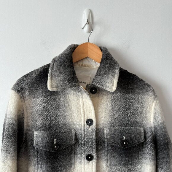 Aritzia Wilfred Free Midi Wool Plaid Ganna Shacket Long Black White Size XS - Picture 5 of 8